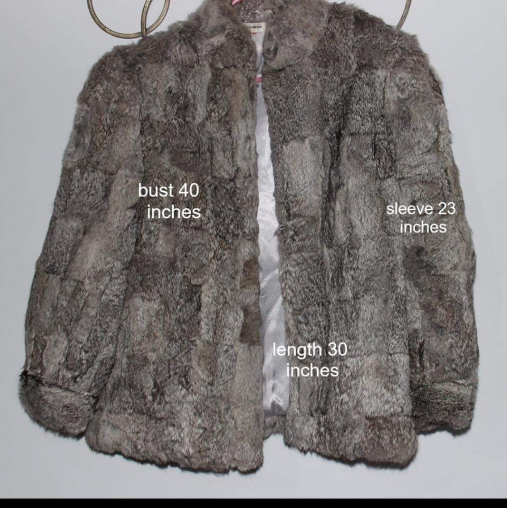 Grey Patchwork Rabbit Fur Coat - image 1